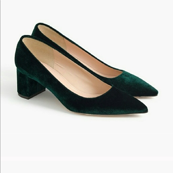 J. Crew Shoes - J crew velvet green pumps